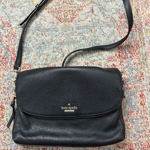 Kate Spade Black Cross Body Fold Over Purse with Zipper